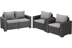 Allibert 4 Seater Keter Rattan Patio Lounger Sofa Set Garden Furniture Outdoor Sun Chairs