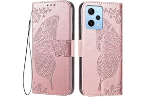 EASSGU Funda para Redmi Note 12 Pro 5G (6.67" Inches) Flip Folio Carcasa Magnética de Cuero para Teléfono con 3 Ranuras para Tarjetas 1 Wallet, Case - Oro Rosa