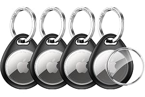 UNBREAKcable 4-pack Apple AirTag-hållare [Håll Air Tag säker] [Lätt att installera] [Passar tätt design] skyddsfodral vattentätt TPU-skal med 304 rostfritt stål nyckelring