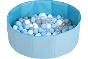 Petsona Piscina Pieghevole per Cani con Palline, Vasca da Bagno Asciutta per Animali, Rivestimento Sfoderabile E Lavabile, Blu: Grigio/Bianco/Trasparente/Azzurro