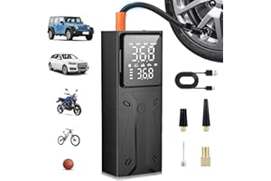 Gerbala Przenośna elektroniczna pompa powietrza 6000 mAh – 150 psi, elektryczna pompka rowerowa z wyświetlaczem cyfrowym i światłem LED – sprężarka akumulatorowa, pompka powietrza do pojazdów, rowerów