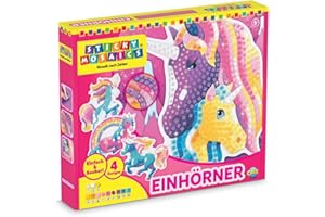 ORB Sticky Mosaics Einhörner 4 Designs, kreative Geschenke Bastelset Kinder Geschenke für Mädchen und Jungen selbstklebende Glitzer Moosgummi Aufkleber Kindergeburtstag DIY Deko basteln ab 5 Jahre