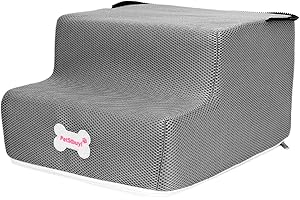 Wirlsweal Escalier pour petits animaux de compagnie - 2 marches - Amovible - Antidérapante - Pour chiens et chats - 2 marches - Gris