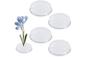 WANDIC Rana de Flores, 4 Piezas Redondas de plástico Transparente Ikebana Kenzan Ranas japonesas con 3 ventosas para Manualidades de Arte Floral