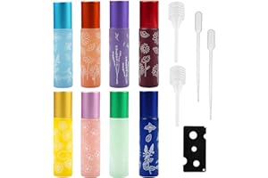 posionks 8 Pièces Flacon Roll on en Verre Roll On Huiles Essentielles Flacon Roll on Vide 10ml Roll on Bouteilles d'huiles Essentielles pour Huile Essentielle, Parfum, Aromathérapie, Massage