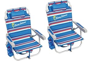 TECNOVOZ TECNOLIFE Pack 2 Sillas Playa PLAGABLE Asas Tipo Mochila Tommy Bahamas Rayas Modelo 2022