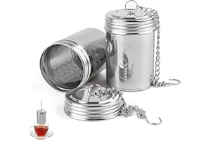 DIYCUT 2 Pièces Infuseur Thé en Acier Inoxydable, Filtre à Thé Diamètre 4cm, Boule a The Infuseur avec Chaîne, Conception à Mailles Denses pour une Filtration Efficace, pour Faire du Thé et Cuisiner