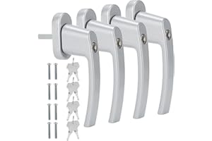 Lospitch fenstergriff aluminiumlegierung abschließbar 4 Stück Fenstersicherung mit 8 Schlüssel, Schloss in Stiftlänge 35mm, Fenstergriffe Silber