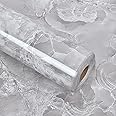 CCT Gray Marble Self-Adhesive Wallpaper,Contact Paper, Oilproof Waterproof Wallpaper for Kitchen Bathroom Peel and Stick Countertop Contact Paper PVC(Gray, 15.7 in×196.8 in)