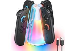 FASTSNAIL Charging Dock for Nintendo Switch 2 (2025) for Joy-Con, 4 in 1 Charger Station for Switch2 Joypad Controller with 10 RGB Light Modes and LED Indicator, Magnetic Storage Stand for NS2 Joypad