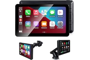 Aonerex Tragbare CarPlay Display, Wireless Android Auto Monitor, 7 Zoll IPS Bildschirm mit Bluetooth-Freisprecheinrichtung, Siri, Sprachassistent, GPS Navigation, MirrorLink, FM