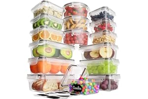 Withosent Frischhaltedosen mit Deckel 32-teiliges(16 Behälter+16 Deckel), Vorratsdosen Luftdicht Kunststoff Food Container, Gefrierdosen Aufbewahrungsbox (1L 840ml 700ml 550ml 350ml)