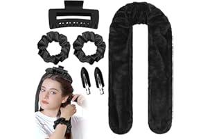 BD-HEREGO Bigodino Lungo per Boccoli,Morbida Fascia Bigodino Capelli per Dormire,Grandi Bigodini per Boccoli Arricciacapelli Senza Calore Onde Capelli,Heatless Hair Curler per Capelli Medi Lunghi (Nero, Large)