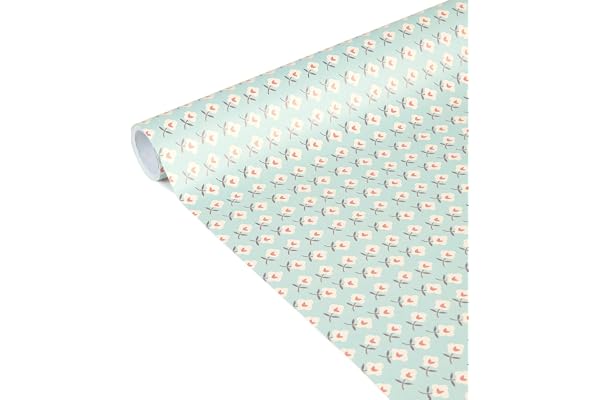 Clairefontaine 223871C - Un Rouleau De Papier Cadeau - Papier Affiche 80g - Dimensions : 5mx35cm (Spécial Petite Largeur) - Motif : Fleurs Bleues Douce France - Idéal Pour Les Petits Emballages