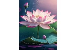 LUNYLOER Diamond Painting, 5D Adult Diamond Painting Kits, DIY Crystal Strass Stickerei Diamant Painting Bilder, 5D Stickerei Kreuzstich für Home Wall Decor 30x40cm Lotusblume