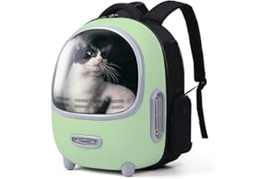 Lekeinchi Hunderucksack Katzenrucksack für Katzen und Kleine Hunde bis zu 15 lbs, Airline Genehmigt Rucksäcke mit Gepolsterten und Sicherheit Leine für Reisen und Wandern (Grün)