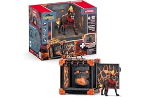 SCHLEICH ELDRADOR Creatures | Battle CAVE Lavahyäne 42674 | Set aus ELDRADOR Battle Cave mit Monster, Schusswand & Kristall | Battle Caves zur Arena stapelbar | Spielzeug ab 7 Jahren | 27 Teile