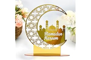 HIQE-FL Eid Mubarak Decorazione,Eid Mubarak Ornamento,Ramadan Eid Ornamento,Eid Mubarak Acrilico Ornamento,Ramadan Musulmano Hanging Table Sign Table Decor,Decorazione da Tavolo,per Ramadan.