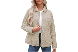 GENERIC Quilted Jackets for Women UK Plus Size Lightweight Puffer Jacket Casual Loose Long Sleeve Padded Jacket Coat Fashion Oversized Lapel Collar Button Down Outwear