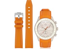 BONACE Gebogenes Silikonarmband für Moonswatch, kompatibel mit Omega X Swatch 20 mm Watch, Swatch Omega Moonswatch Speedmaster, Ersatzarmband, keine Lücken, für Damen und Herren
