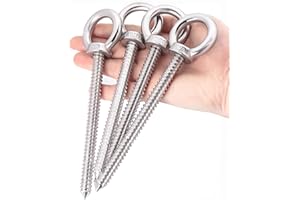 OHIYO 16 cm Heavy Duty Eye Hooks M10 Self Tapping Eyelet Screw Load Capacity 350 kg Heavy Duty Screw in Eye Hooks for Hammock Stand, Swing Chair, Yoga, Heavy Indoor & Outdoor Uses (4Pack- M10)