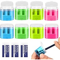 Temperino Bambini 4 TEMPERINI CON SERBATOIO | COLORATI | DOPPI FORI | PER BAMBINI, SCUOLA E UFFICIO Temperino Con Serbatoio Piccolo