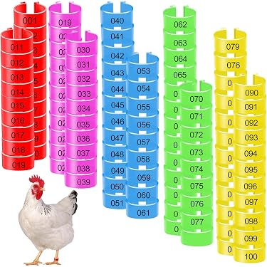 Anneaux De Jambe Pour Volaille - Lot De 50, 5 Couleurs, Numérotés 1 à 10 - Pour Poules, Canards, Dindes (20 Mm)