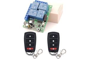 DieseRC Interrupteur de télécommande Universel, récepteur de Relais RF AC 230V/220V 10A 4CH 433Mhz avec 2 émetteurs pour Moteur, Porte de Garage, lumière, Rideau électrique, Bricolage
