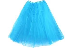 Carnavalife Tutu Falda Elástico para Mujer Niña, Falda Purpurina Brillante, Falda de Tul de 3 Capas de Longitud 30cm 40cm 70cm, Falda Ballet para Disfraces Danza
