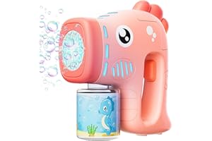 TEDULL 2 In 1 Bubble Machine For Kids,Automatic Bubble Gun With Brilliant Light and 60ml Bubble Mixture,Suitable for Children's Parties,Garden Games,and A Great Gift for Girls and Boys Aged 3 and Above.