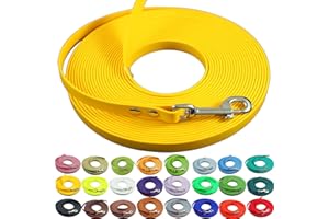 bio-leine Biothane Lightweight 9 mm Recall Lead without Hand Loop - 3 to 25 m I for Small Dogs 5 m in Yellow I Dirt-Repellent and Water-Repellent Dog Lead