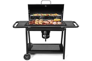 SUNLIFER Barrel BBQ Charcoal Smoker And Grills: Large Oil Drum Barbeque Grill For Outdoor Garden Cooking