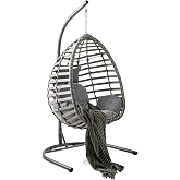 Capri Swing G&uuml;mbet Tekli Rattan Bah&ccedil;e Balkon Salıncağı Gri