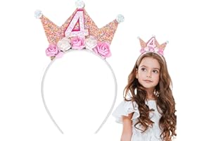 SUBTAVIK Fascia per capelli di compleanno, corona di compleanno per bambini da 4 a 6 anni, fascia per capelli di compleanno per bambine, corona di compleanno per ragazze, decorazioni di compleanno, regalo