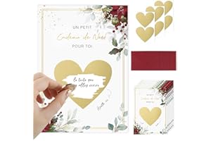 GEBETTER 6Pcs Carte Gratter Noël 6Pcs Autocollant avec Enveloppe «UN PETIT Cadeau de Noël POUR TOI» Carte de Vœux Cadeau DIY pour Noël