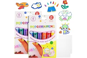 PEAKTOP Lot de 12 stylos à pop-corn magiques pour enfants, avec planche à dessin A5, 3D Art Safe Popcorn, crayons à dessin pour cartes de vœux décoratives