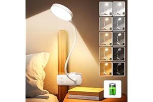 One Fire Reading Lights for Books in Bed, 3600 mAh Rechargeable Lamp, 5 Brightness/5 Colors/Memory Clip on Light, Flexible Reading Lamp, 400LM+36 LED Clip On Reading Light for Reading,Office,Craft