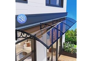 KUFU01 Tettoia per Porta e Ingresso,Pensilina per Copertura in Policarbonato,Garden Pensilina da Esterno,Tendalino per Finestra Antipioggia,Larghezza 60/80/100/120/150 Cm Opzionale (80x170cm/32"x67",Black)