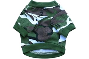 PETPHINDU Chemise De Chien Manteaux pour Toutous Chien T-Shirt Petit Moyen Chiens Camouflage Chemise Chiens Armée Verte Camo T-Shirt pour Animaux De Plage D'été Vêtements