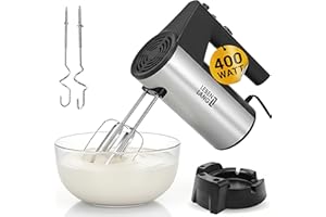 ‎LEBENLANG LEBENLANG 400W Handmixer Handrührgerät - 5 Stufen & Turbo Inkl. Standhalterung I Hand Mixer Handrührer Rührgerät Rührmaschine Küche I Mikser electric Handrührgeräte Küchengeräte Handmixe Mixer Küche