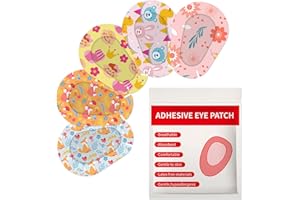 AndicAge 90 Stück selbstklebende Augenklappen für Kinder, lichtblockierend, niedliches Design, atmungsaktive Klebebandagen für Kleinkinder, 5 Stile