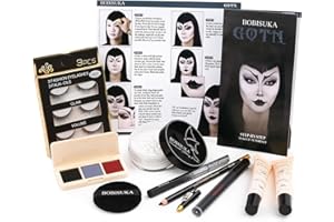 BOBISUKA Halloween Goth Makeup, Complete Goth Make Up Set with White Foundation, Black Lipstick, Dark Smokey Eyeshadow Kit for SFX Gothic Makeup, Cosplay, Costume Party, Theater and Film