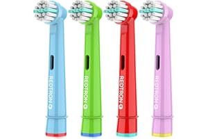 REDTRON Cabezal de cepillo eléctrico infantil son compatible con Oral B, Cerdas Suaves Cabezales para Cepillos para dientes y encías sensibles（Paquete de 4）