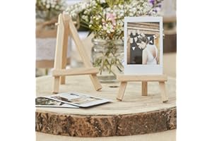 Ginger Ray Wooden Mini Easel Sign or Photo Wedding Stands 3 Pack Rustic Country, Natural