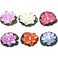 6pcs Floating Pool Lights, Floating Lotus Light For Pond, Solar Pond Lights Led Floating Flower Light Battery Operated Activated Water Lily For Garden Pond Decor