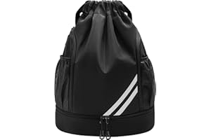 VORTIX Sacca sportiva per uomini, donne e bambini, con compartimento scarpe separato, tasca principale e tasca interna, sacca palestra per basket, calcio, yoga e nuoto, zainetto sportivo