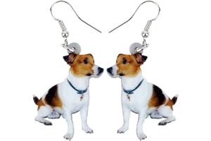 NEWEI Acrylic Jack Russell Earrings Dangle Cute Jack Russells Ornaments for Women Girls Dog Mom Gifts