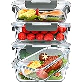 MCIRCO Glass Meal Prep Containers with Lids 1040ml Airtight Glass Food Storage Containers, Set of 5