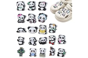 ZWWOGE 20 charms chaussures, spécialement conçus pour les Crocs. Il s'agit d'accessoires chaussures en forme de pandas en PVC, adaptés aux Crocs, pour garçons, filles et adultes.