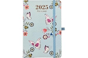 Diary 2025 Day a Page A5 Personal Organizer Diary Soft Padded Cover with Full Page of Saturday & Sunday by Arpan (Light Blue)